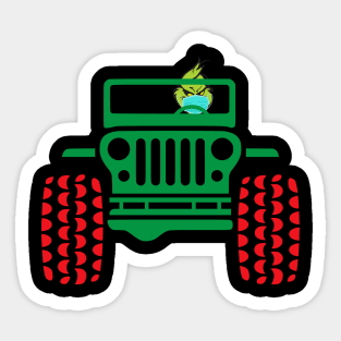 Xmas Jeep Grinnch Wearing Face Mask Gift for Jeep Lovers Sticker